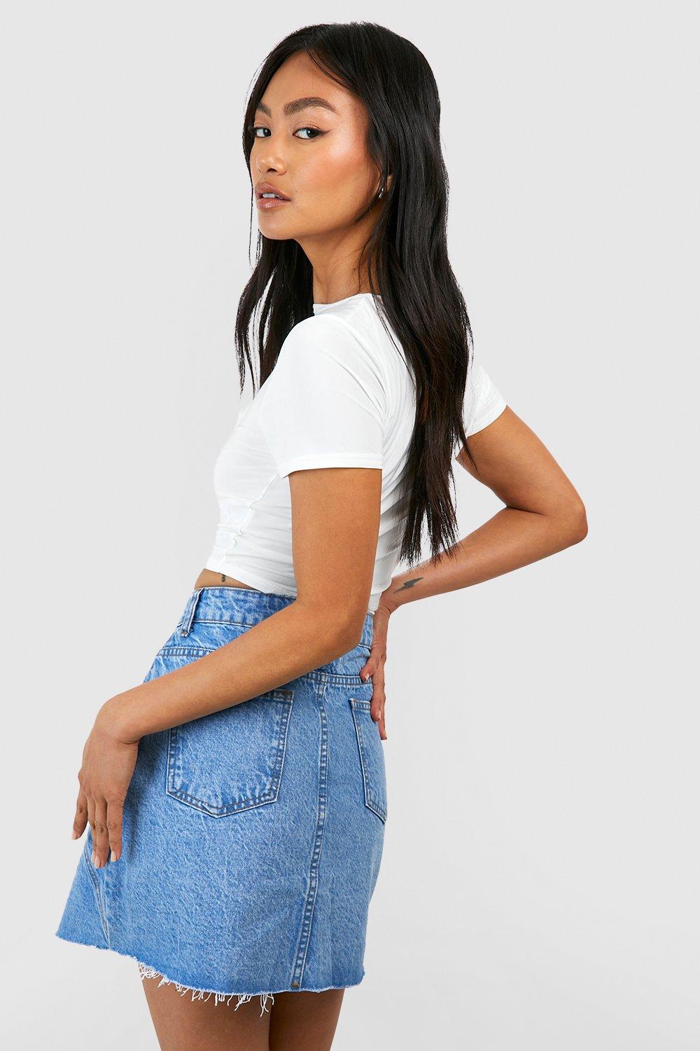 Basic Denim Mini Skirt boohoo AU